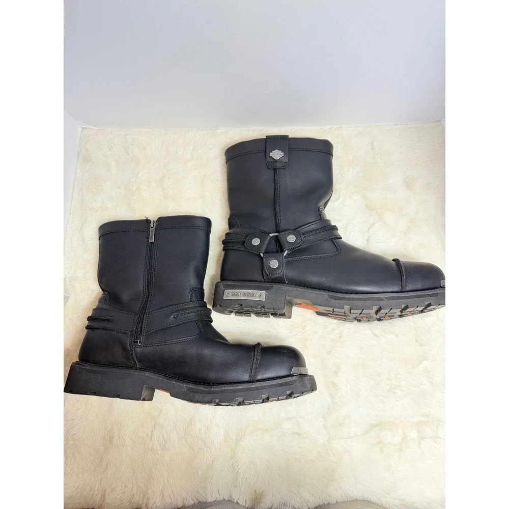 Harley Davidson Motorcycle Harness Boots Black Leather Mens 13M Biker Heavy Lug